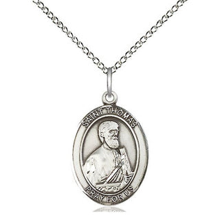 Sterling Silver Saint Thomas the Apostle Medal Religious Jewelry Engraved Catholic Saint Jewelry