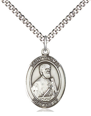 Sterling Silver Saint Thomas the Apostle Medal Religious Jewelry Engraved Catholic Saint Jewelry