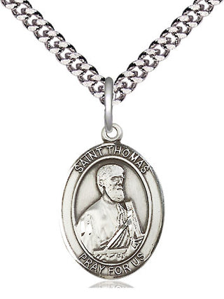 Sterling Silver Saint Thomas the Apostle Medal Religious Jewelry Engraved Catholic Saint Jewelry