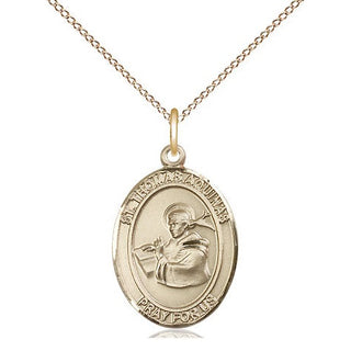 14kt Gold Filled Saint Thomas Aquinas Medal Religious Jewelry Engraved Catholic Saint Jewelry
