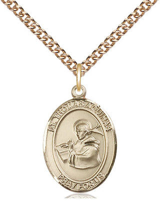 14kt Gold Filled Saint Thomas Aquinas Medal Religious Jewelry Engraved Catholic Saint Jewelry