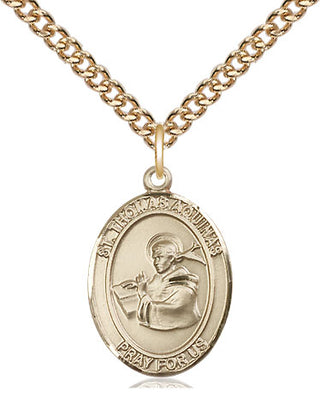 14kt Gold Filled Saint Thomas Aquinas Medal Religious Jewelry Engraved Catholic Saint Jewelry