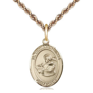 14kt Gold Filled Saint Thomas Aquinas Medal Religious Jewelry Engraved Catholic Saint Jewelry