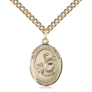 14kt Gold Saint Thomas Aquinas Medal Engraved Catholic Saint Jewelry
