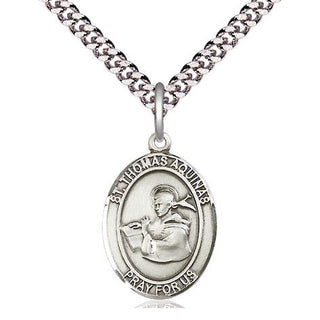 Pewter Saint Thomas Aquinas Medal Religious Jewelry Engraved Catholic Saint Jewelry