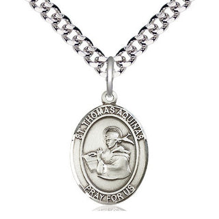 Pewter Saint Thomas Aquinas Medal Religious Jewelry Engraved Catholic Saint Jewelry