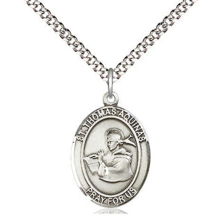 Pewter Saint Thomas Aquinas Medal Religious Jewelry Engraved Catholic Saint Jewelry