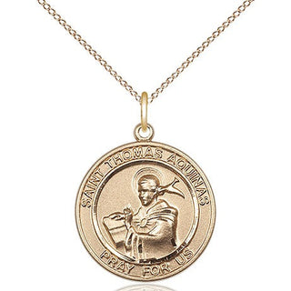 14kt Gold Filled Saint Thomas Aquinas Medal Religious Jewelry Engraved Catholic Saint Jewelry