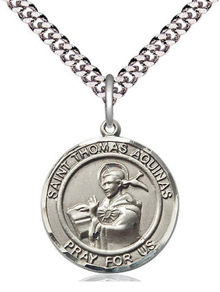 Pewter Saint Thomas Aquinas Medal Religious Jewelry Engraved Catholic Saint Jewelry