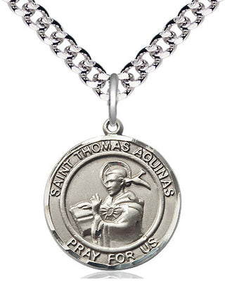 Pewter Saint Thomas Aquinas Medal Religious Jewelry Engraved Catholic Saint Jewelry