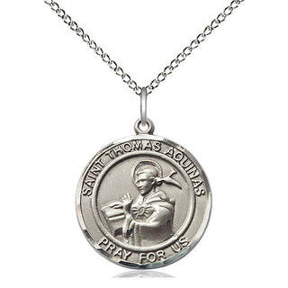 Sterling Silver Saint Thomas Aquinas Medal Religious Jewelry Engraved Catholic Saint Jewelry