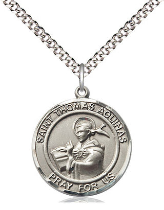 Sterling Silver Saint Thomas Aquinas Medal Religious Jewelry Engraved Catholic Saint Jewelry