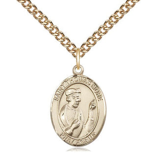 14kt Gold Saint Thomas More Medal Engraved Catholic Saint Jewelry