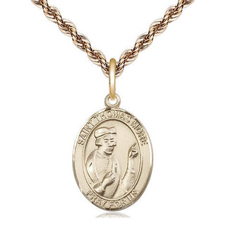 14kt Gold Saint Thomas More Medal Engraved Catholic Saint Jewelry