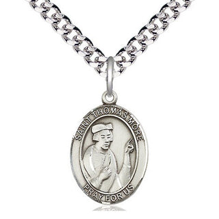 Pewter Saint Thomas More Medal Religious Jewelry Engraved Catholic Saint Jewelry