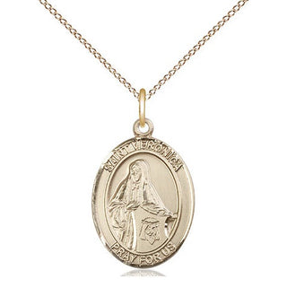 14kt Gold Filled Saint Veronica Medal Religious Jewelry Engraved Catholic Saint Jewelry