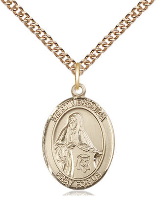 14kt Gold Filled Saint Veronica Medal Religious Jewelry Engraved Catholic Saint Jewelry