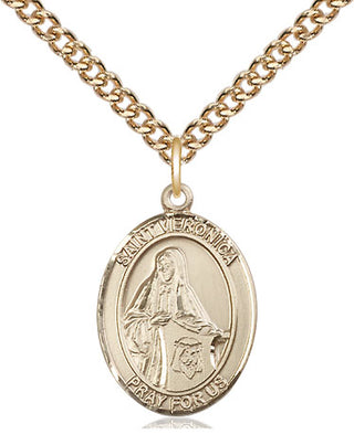 14kt Gold Filled Saint Veronica Medal Religious Jewelry Engraved Catholic Saint Jewelry