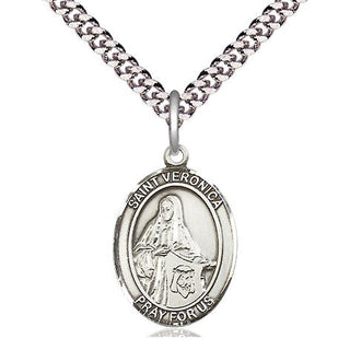 Pewter Saint Veronica Medal Religious Jewelry Engraved Catholic Saint Jewelry