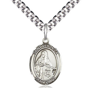 Pewter Saint Veronica Medal Religious Jewelry Engraved Catholic Saint Jewelry
