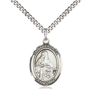 Pewter Saint Veronica Medal Religious Jewelry Engraved Catholic Saint Jewelry