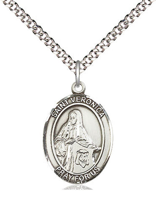 Sterling Silver Saint Veronica Medal Religious Jewelry Engraved Catholic Saint Jewelry