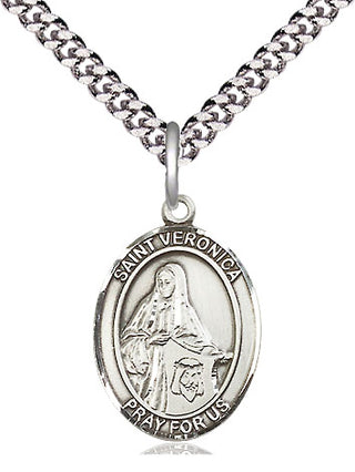 Sterling Silver Saint Veronica Medal Religious Jewelry Engraved Catholic Saint Jewelry