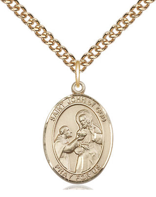 14kt Gold Filled Saint John of God Medal Religious Jewelry Engraved Catholic Saint Jewelry
