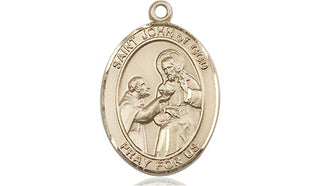 14kt Gold Saint John of God Medal Engraved Catholic Saint Jewelry