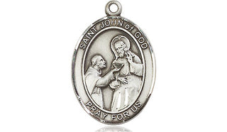 Pewter Saint John of God Medal Engraved Catholic Saint Jewelry