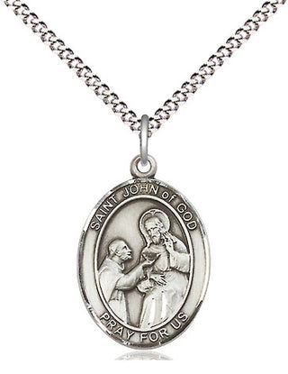Pewter Saint John of God Medal Religious Jewelry Engraved Catholic Saint Jewelry