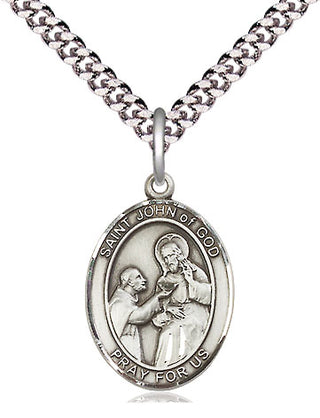 Pewter Saint John of God Medal Religious Jewelry Engraved Catholic Saint Jewelry