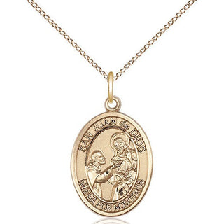 14kt Gold Filled San Juan de Dios Medal Religious Jewelry Engraved Catholic Saint Jewelry