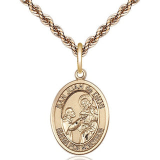 14kt Gold Filled San Juan de Dios Medal Religious Jewelry Engraved Catholic Saint Jewelry