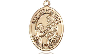 14kt Gold San Juan de Dios Medal Engraved Catholic Saint Jewelry