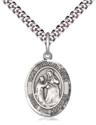 Pewter San Juan de Dios Medal Religious Jewelry Engraved Catholic Saint Jewelry