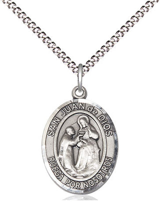 Sterling Silver San Juan de Dios Medal Religious Jewelry Engraved Catholic Saint Jewelry