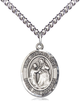 Sterling Silver San Juan de Dios Medal Religious Jewelry Engraved Catholic Saint Jewelry