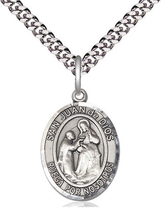 Sterling Silver San Juan de Dios Medal Religious Jewelry Engraved Catholic Saint Jewelry