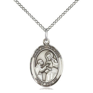 Sterling Silver Saint John of God Medal Religious Jewelry Engraved Catholic Saint Jewelry