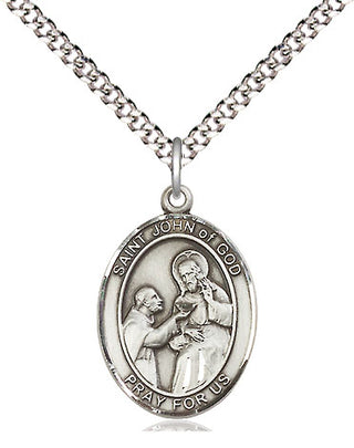 Sterling Silver Saint John of God Medal Religious Jewelry Engraved Catholic Saint Jewelry