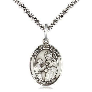 Sterling Silver Saint John of God Medal Religious Jewelry Engraved Catholic Saint Jewelry
