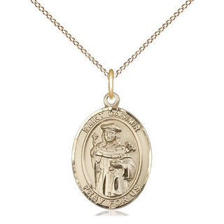 14kt Gold Saint Casimir of Poland Medal Engraved Catholic Saint Jewelry