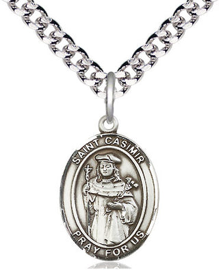Pewter Saint Casimir of Poland Medal Religious Jewelry Engraved Catholic Saint Jewelry