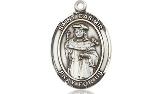 Sterling Silver Saint Casimir of Poland Medal Religious Jewelry Engraved Catholic Saint Jewelry