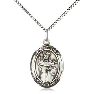 Sterling Silver Saint Casimir of Poland Medal Religious Jewelry Engraved Catholic Saint Jewelry