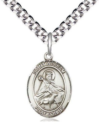 Pewter Saint William of Rochester Medal Religious Jewelry Engraved Catholic Saint Jewelry