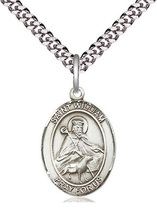 Pewter Saint William of Rochester Medal Religious Jewelry Engraved Catholic Saint Jewelry