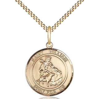 14kt Gold Filled Saint William of Rochester Medal Religious Jewelry Engraved Catholic Saint Jewelry