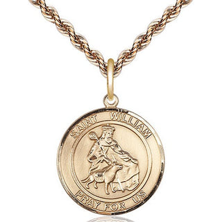 14kt Gold Filled Saint William of Rochester Medal Religious Jewelry Engraved Catholic Saint Jewelry